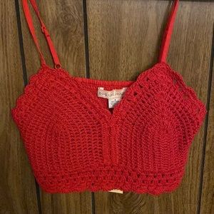 Red crochet top